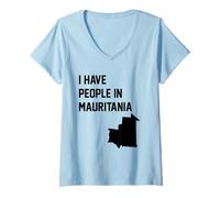 Femme J'Ai des Gens en Mauritanie T-Shirt avec Col en V