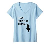 Femme J'Ai des Gens en Tunisie T-Shirt avec Col en V