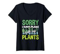 Femme J'Ai des projets avec Mon Jardinier passionné de Plantes T-Shirt avec Col en V