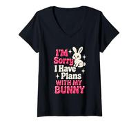 Femme J'Ai des projets avec Un Lapin, des Lapins drôles, Une Amoureuse de Lapins, Une Femme, Une Maman T-Shirt avec Col en V
