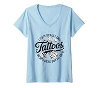 Femme J'Ai des Tatouages Vraiment sympas Ici mais Je suis Vraiment drôle T-Shirt avec Col en V