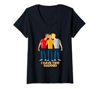 Femme J'ai deux papas LGBTQ+ T-Shirt avec Col en V