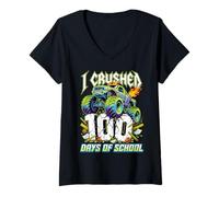 Femme J'Ai écrasé 100 Jours de Camion Scolaire. 100e Jour d'école pour garçons T-Shirt avec Col en V