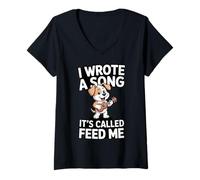 Femme J'Ai écrit Une Chanson Qui s'appelle Feed Me Dog T-Shirt avec Col en V
