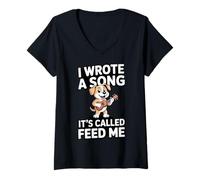 Femme J'Ai écrit Une Chanson Qui s'appelle Feed Me Dog T-Shirt avec Col en V