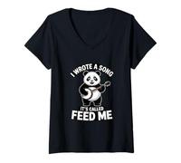 Femme J'Ai écrit Une Chanson Qui s'appelle Feed Me Panda T-Shirt avec Col en V
