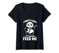 Femme J'Ai écrit Une Chanson Qui s'appelle Feed Me Panda T-Shirt avec Col en V