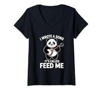 Femme J'Ai écrit Une Chanson Qui s'appelle Feed Me Panda T-Shirt avec Col en V