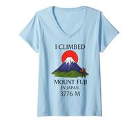 Femme J'ai escaladé le mont Fuji au Japon, 3776 m de randonnée d'aventure vintage T-Shirt avec Col en V
