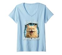 Femme J'Ai EU ce Dawg en Moi Chemise de Chat drôle en colère Tabby T-Shirt avec Col en V