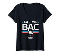 Femme J'ai eu mon BAC - Idée Baccalauréat 2025 T-Shirt avec Col en V