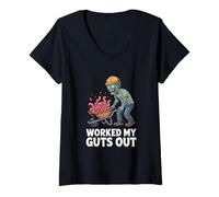 Femme J'ai fait mes tripes pour Halloween T-Shirt avec Col en V
