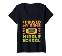 Femme J'ai fait une pause pour mon jeu pour le collège T-Shirt avec Col en V