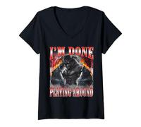 Femme J'Ai Fini de Jouer avec Alpha Male Wolf Sigma Bootleg T-Shirt avec Col en V