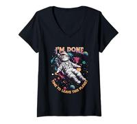 Femme J'ai fini le temps de quitter cette planète : misanthrope et antisocial T-Shirt avec Col en V