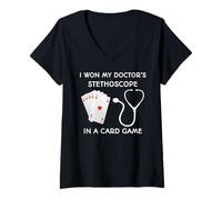 Femme J'Ai gagné Le stéthoscope de Mon médecin dans Un Jeu de Cartes T-Shirt avec Col en V