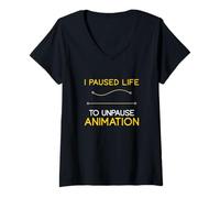 Femme J'ai interrompu ma vie pour débloquer Animation Un animateur motion designer T-Shirt avec Col en V