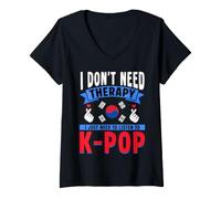 Femme J'Ai Juste Besoin d'écouter de la Musique K-Pop coréenne K-Pop T-Shirt avec Col en V