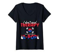 Femme J'Ai Juste Besoin d'écouter K-Pop Pop coréenne K Pop T-Shirt avec Col en V