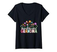 Femme J'Ai la Chance d'être la Grand-mère d'une Femme Callad Grama pour la première Fois T-Shirt avec Col en V
