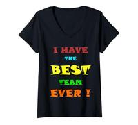 Femme J'Ai la Meilleure équipe de Tous Les Temps Best Team T-Shirt avec Col en V