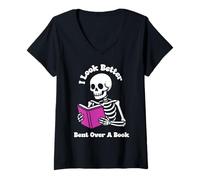 Femme J'Ai l'air Mieux penché sur Un Livre T-Shirt avec Col en V