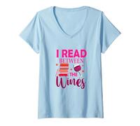 Femme J'Ai lu Between The Wines Book Lover Wine Drinking Bookworm T-Shirt avec Col en V