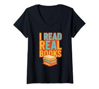 Femme J'Ai lu de Vrais Livres T-Shirt avec Col en V