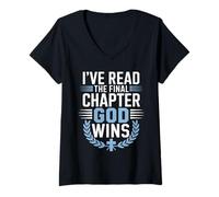 Femme J'ai lu le dernier chapitre : Dieu gagne la religion chrétienne T-Shirt avec Col en V