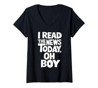 Femme J'Ai lu Les actualités Aujourd'hui Oh Boy Funny T-Shirt avec Col en V