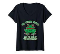 Femme J'Ai Mal au Ventre et Je suis en colère Contre Le Gouvernement T-Shirt avec Col en V