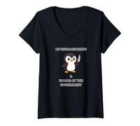 Femme J'Ai Mal au Ventre et Je suis en colère Contre Le Mignon Pingouin du Gouvernement T-Shirt avec Col en V