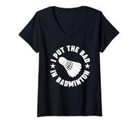 Femme J'Ai mis Le Mauvais côté du Badminton T-Shirt avec Col en V