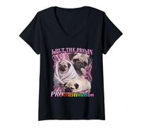 Femme J'Ai mis Le Pro dans la Procrastination Funny Pug Meme Bootleg T-Shirt avec Col en V