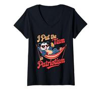 Femme J'Ai mis Le tisme du patriotisme, Un Opossum dans Un hamac T-Shirt avec Col en V