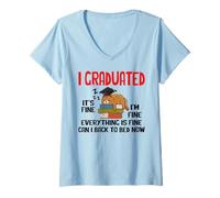 Femme J'Ai Obtenu Mon diplôme, Puis-Je Retourner au lit Maintenant ? College High School T-Shirt avec Col en V