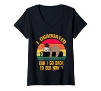 Femme J'Ai Obtenu Mon diplôme, Puis-Je Retourner au lit Maintenant, Paresseux, C'est drôle de Graduation ? T-Shirt avec Col en V