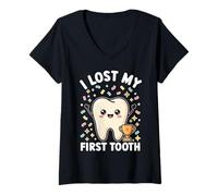 Femme J'Ai Perdu ma première dent Funny Cute Tooth Out T-Shirt avec Col en V
