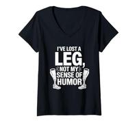 Femme J'Ai Perdu Une Jambe, Pas Mon Sens de l'humour Bold T-Shirt avec Col en V