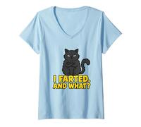 Femme J'Ai pété et Quelle drôle d'attitude impertinente de Chat Noir T-Shirt avec Col en V