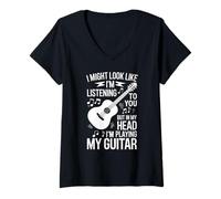 Femme J'ai peut-être l'air de t'écouter, mais dans ma tête, la guitare T-Shirt avec Col en V