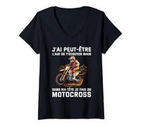 Femme J'Ai Peut Être L'Air D'Écouter mais Je Fais du Motocross T-Shirt avec Col en V