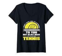 Femme J'Ai Peut-être l'air d'écouter Tennis Player T-Shirt avec Col en V
