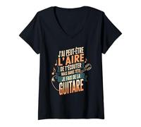 Femme J'Ai Peut-Être L'Aire De T'Écouter Guitare T-Shirt avec Col en V