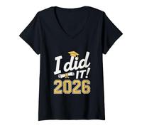 Femme J'Ai réussi ! Célébration de diplôme 2026 T-Shirt avec Col en V
