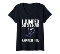 Femme J'Ai sauté d'un Avion et Je ne suis Pas Mort (drôle de Parachutiste) T-Shirt avec Col en V