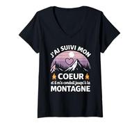 Femme J'Ai Suivi Mon Coeur Et Il m'a Conduit Jusqu'à La Montagne T-Shirt avec Col en V