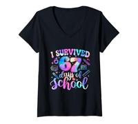 Femme J'Ai survécu à 67 Jours d'école - Six élèves de Sept mèmes T-Shirt avec Col en V