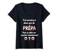 Femme J'ai survécu à deux ans de prépa puis je aller me coucher T-Shirt avec Col en V