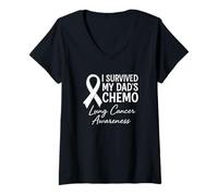 Femme J'Ai survécu à la Chimio de Sensibilisation au Cancer du poumon de Mon père T-Shirt avec Col en V